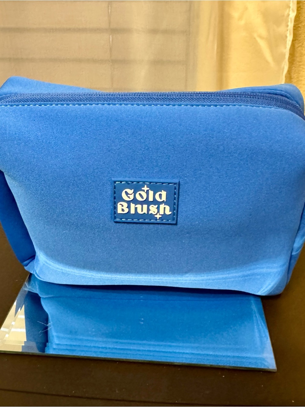 Gold Blush Blue Cosmetic Bag BNWT